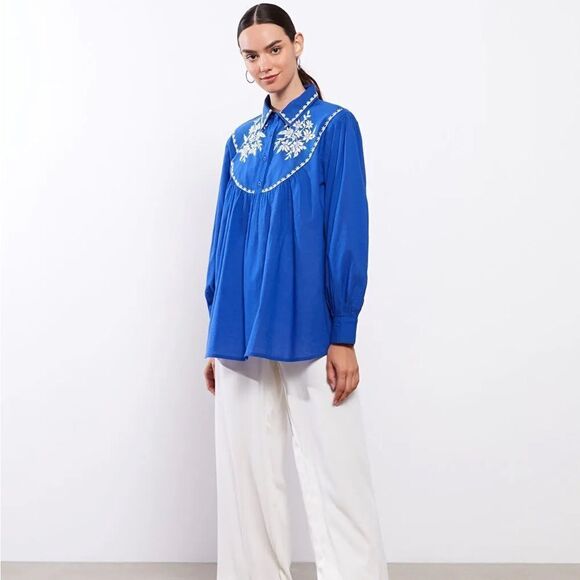 Zara blogger favorite poplin embroidered shirt - Picture 4 of 7
